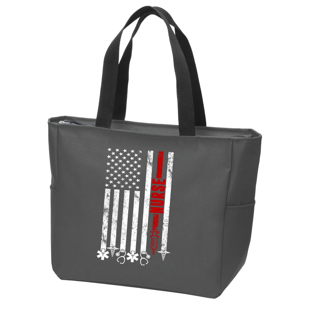 American Nurse Flag RN Nurse Zip Tote Bag