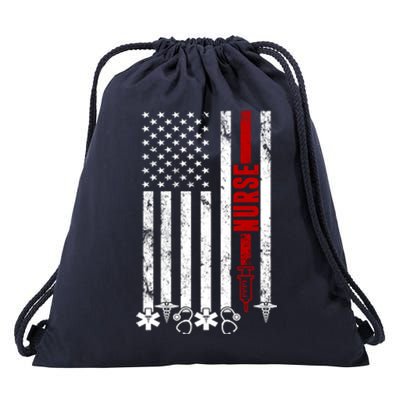 American Nurse Flag RN Nurse Drawstring Bag