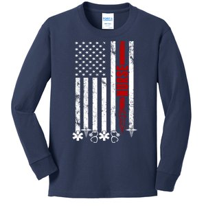 American Nurse Flag RN Nurse Kids Long Sleeve Shirt