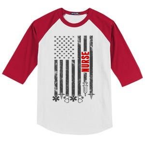 American Nurse Flag RN Nurse Kids Colorblock Raglan Jersey