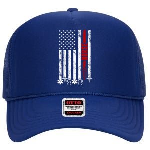 American Nurse Flag RN Nurse High Crown Mesh Back Trucker Hat