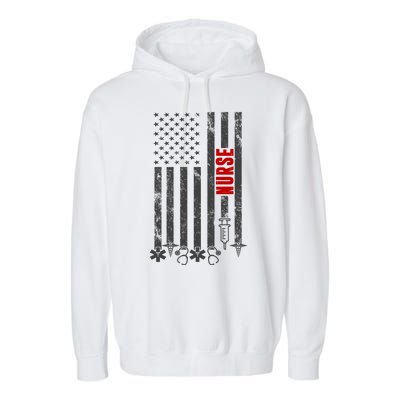 American Nurse Flag RN Nurse Garment-Dyed Fleece Hoodie