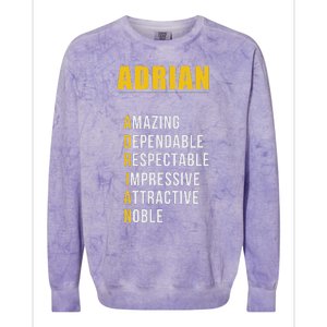 Adrian Name First Letter List Of Describing Words Colorblast Crewneck Sweatshirt