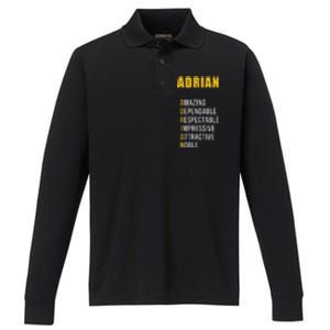 Adrian Name First Letter List Of Describing Words Performance Long Sleeve Polo