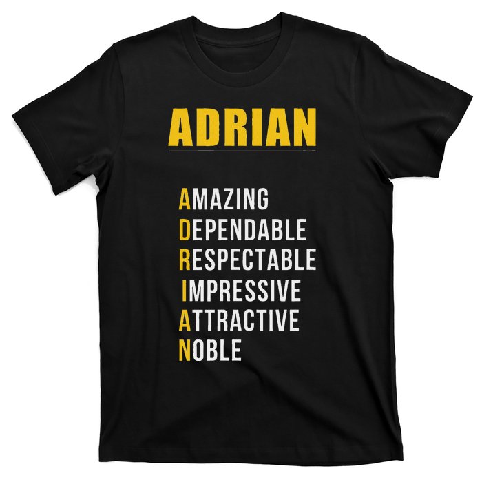 Adrian Name First Letter List Of Describing Words T-Shirt