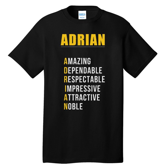 Adrian Name First Letter List Of Describing Words Tall T-Shirt