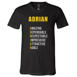 Adrian Name First Letter List Of Describing Words V-Neck T-Shirt