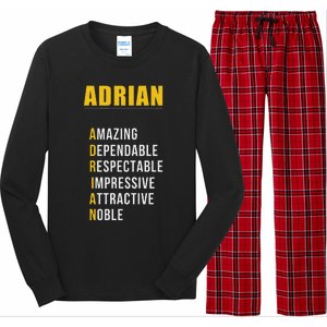 Adrian Name First Letter List Of Describing Words Long Sleeve Pajama Set