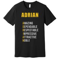 Adrian Name First Letter List Of Describing Words Premium T-Shirt