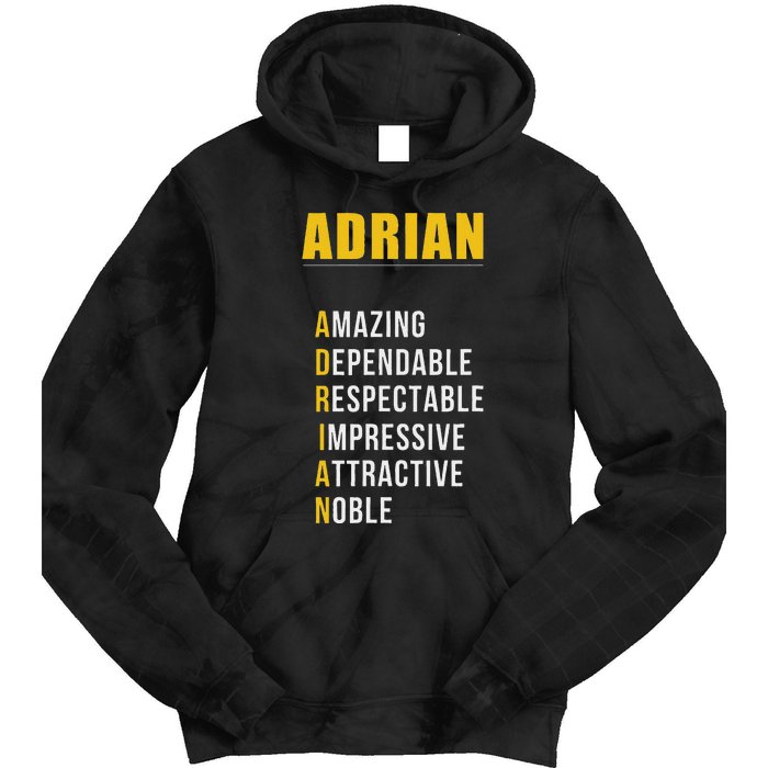 Adrian Name First Letter List Of Describing Words Tie Dye Hoodie