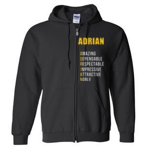 Adrian Name First Letter List Of Describing Words Full Zip Hoodie