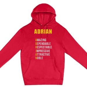 Adrian Name First Letter List Of Describing Words Premium Pullover Hoodie