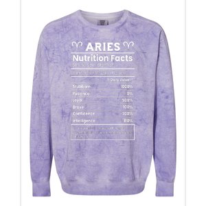 Aries Nutrition Facts Zodiac Sign Colorblast Crewneck Sweatshirt