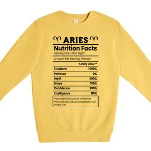 Aries Nutrition Facts Zodiac Sign Premium Crewneck Sweatshirt