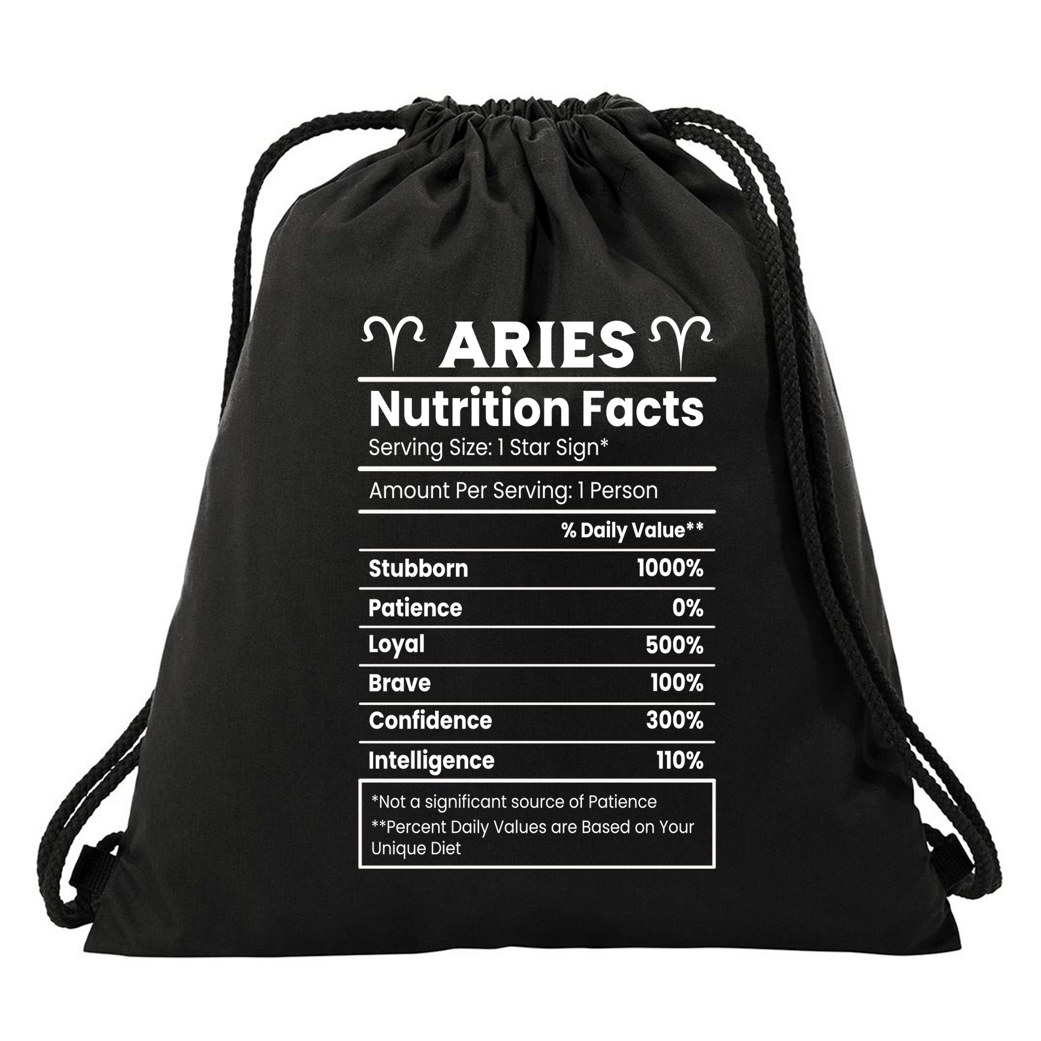 Aries Nutrition Facts Zodiac Sign Drawstring Bag