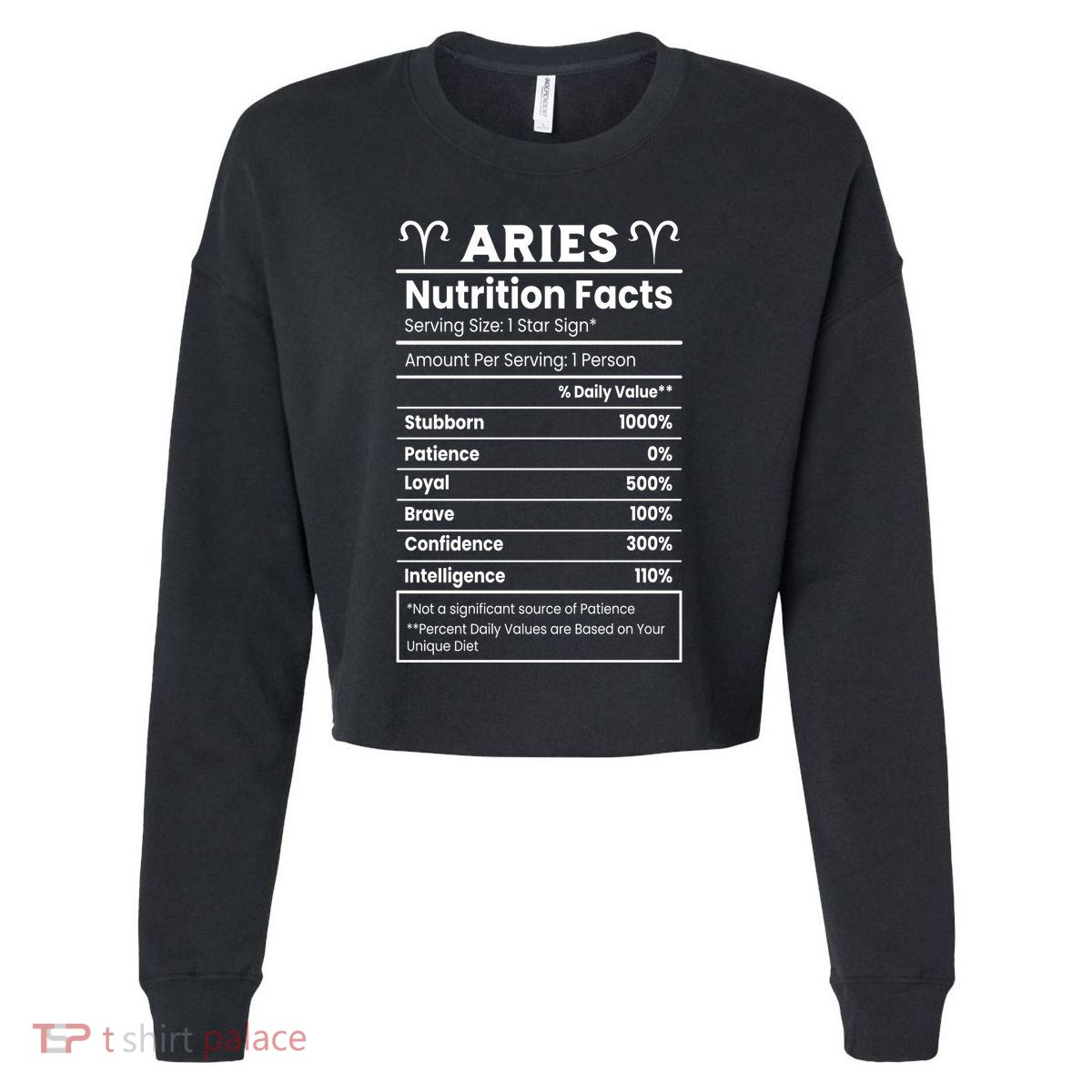 Aries Nutrition Facts Zodiac Sign Cropped Pullover Crew