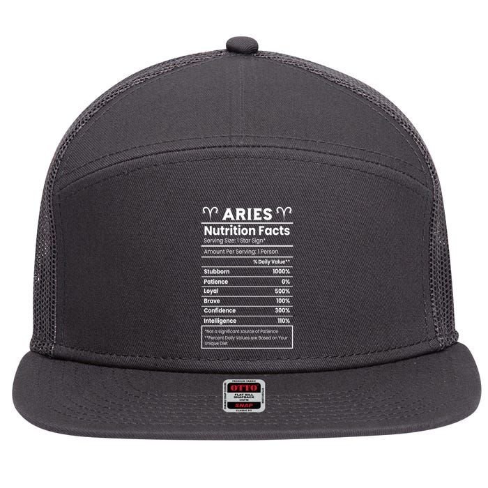 Aries Nutrition Facts Zodiac Sign 7 Panel Mesh Trucker Snapback Hat