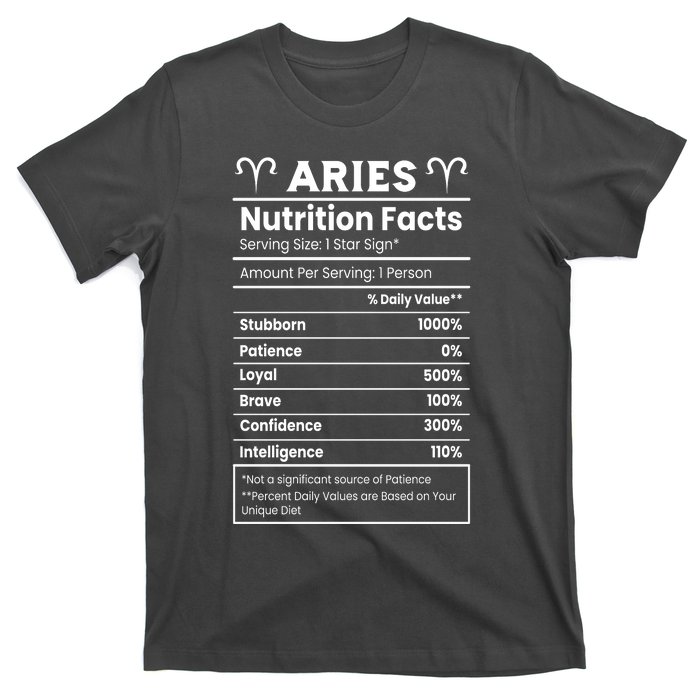 Aries Nutrition Facts Zodiac Sign T-Shirt