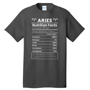 Aries Nutrition Facts Zodiac Sign Tall T-Shirt