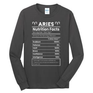 Aries Nutrition Facts Zodiac Sign Tall Long Sleeve T-Shirt