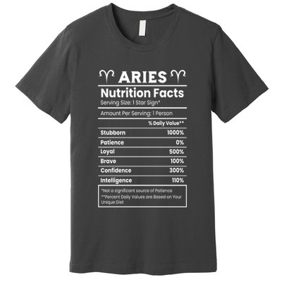 Aries Nutrition Facts Zodiac Sign Premium T-Shirt
