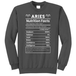 Aries Nutrition Facts Zodiac Sign Tall Sweatshirt