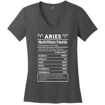 Aries Nutrition Facts Zodiac Sign Women's V-Neck T-Shirt