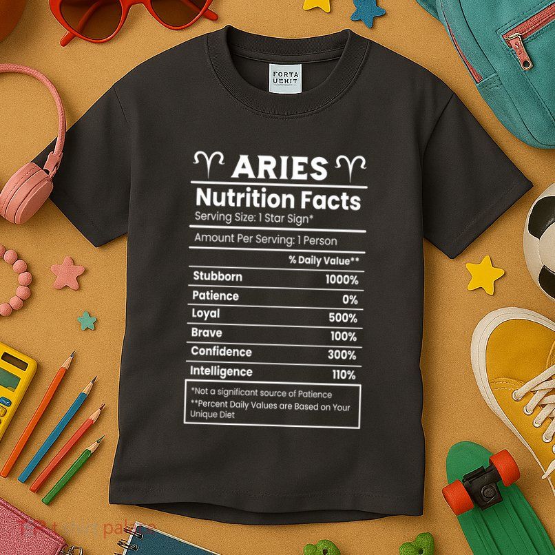 Aries Nutrition Facts Zodiac Sign Kids T-Shirt