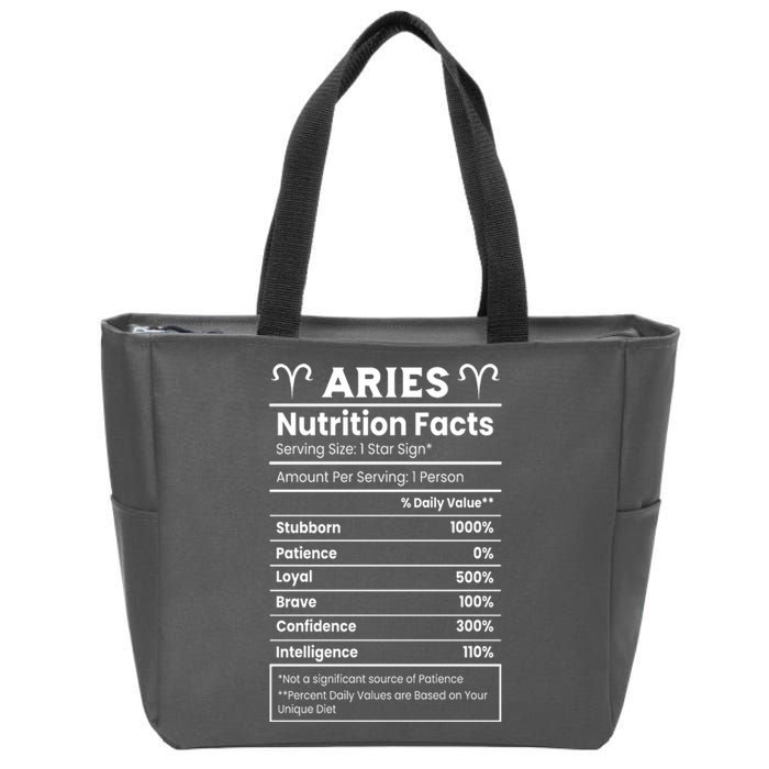 Aries Nutrition Facts Zodiac Sign Zip Tote Bag