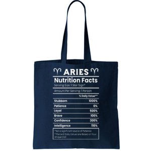 Aries Nutrition Facts Zodiac Sign Tote Bag