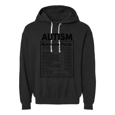 Autism Nutrition Facts Autistic Pride Autism Awareness Garment-Dyed Fleece Hoodie