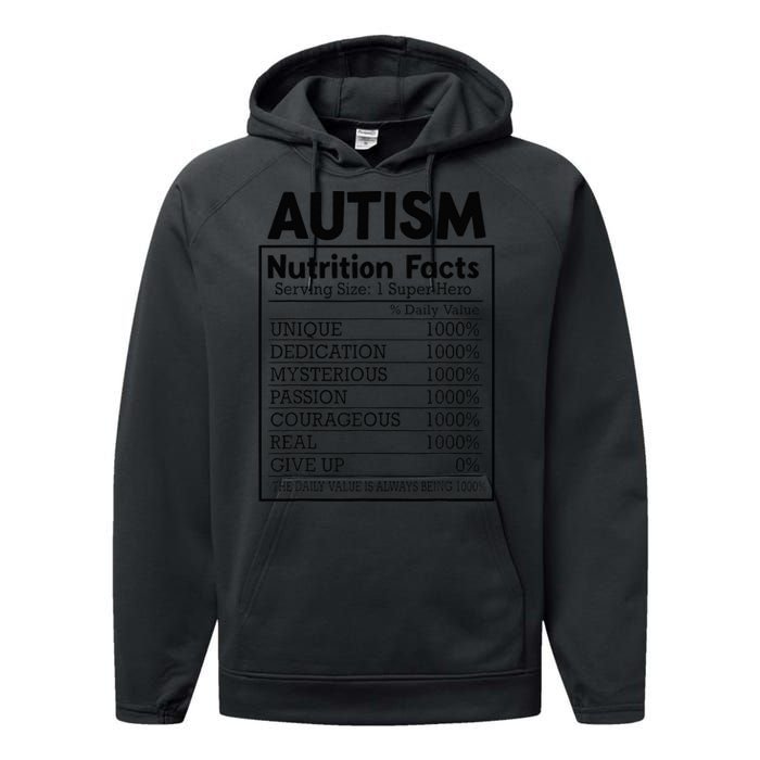 Autism Nutrition Facts Autistic Pride Autism Awareness Performance Fleece Hoodie