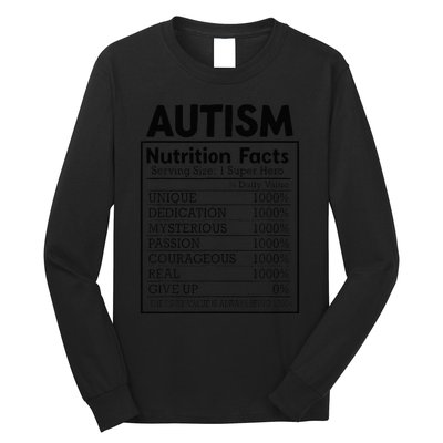 Autism Nutrition Facts Autistic Pride Autism Awareness Long Sleeve Shirt