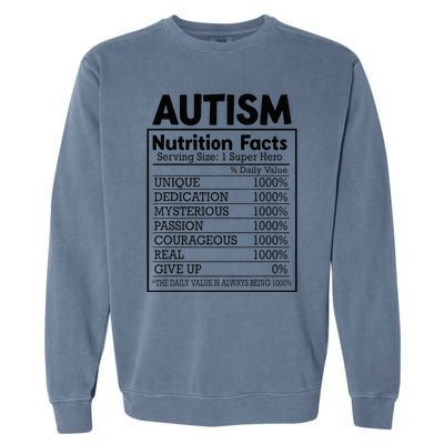 Autism Nutrition Facts Autistic Pride Autism Awareness Garment-Dyed Sweatshirt