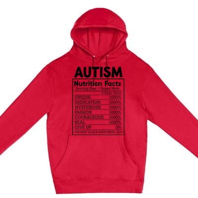 Autism Nutrition Facts Autistic Pride Autism Awareness Premium Pullover Hoodie