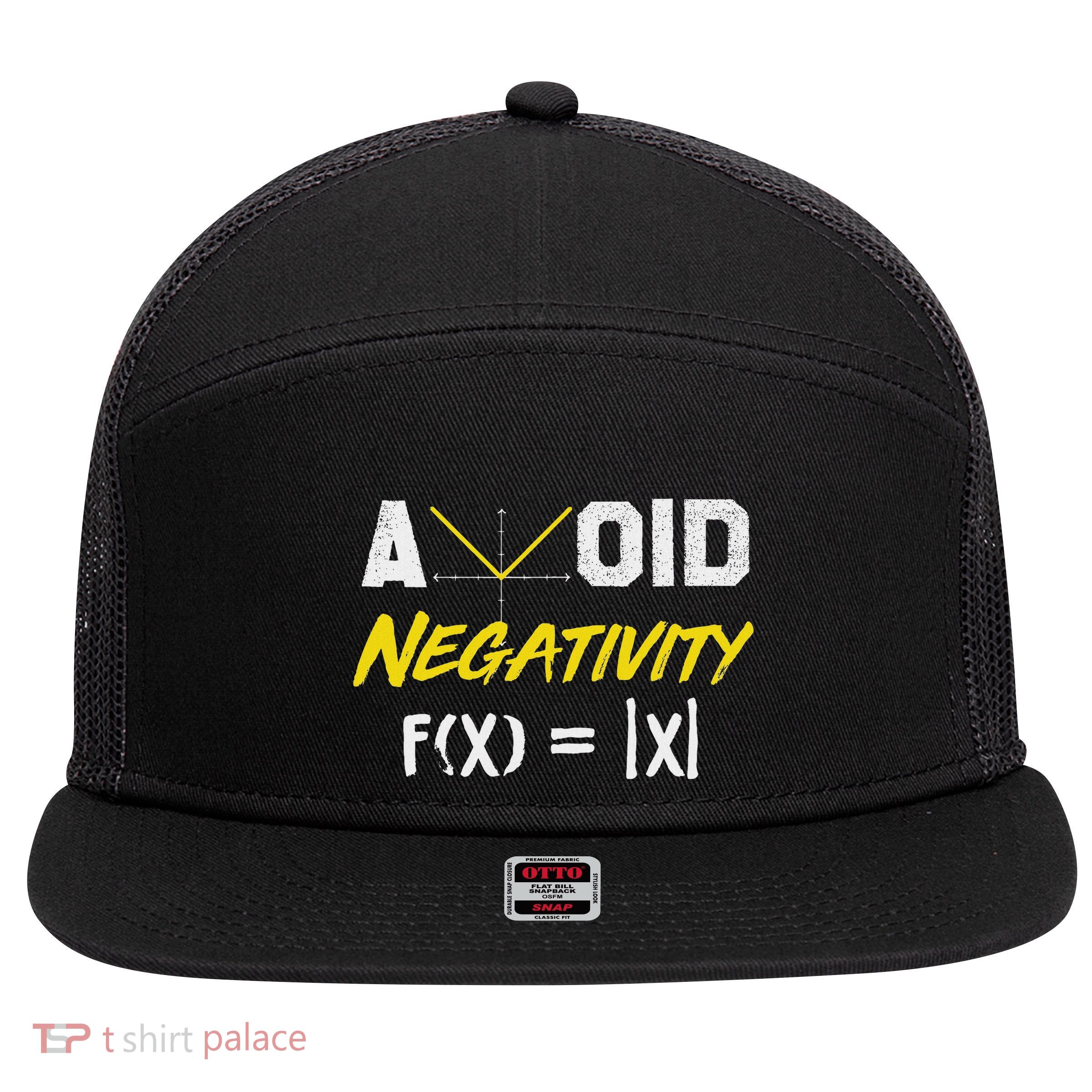Avoid Negativity Funny Math Pun Equation 7 Panel Mesh Trucker Snapback Hat