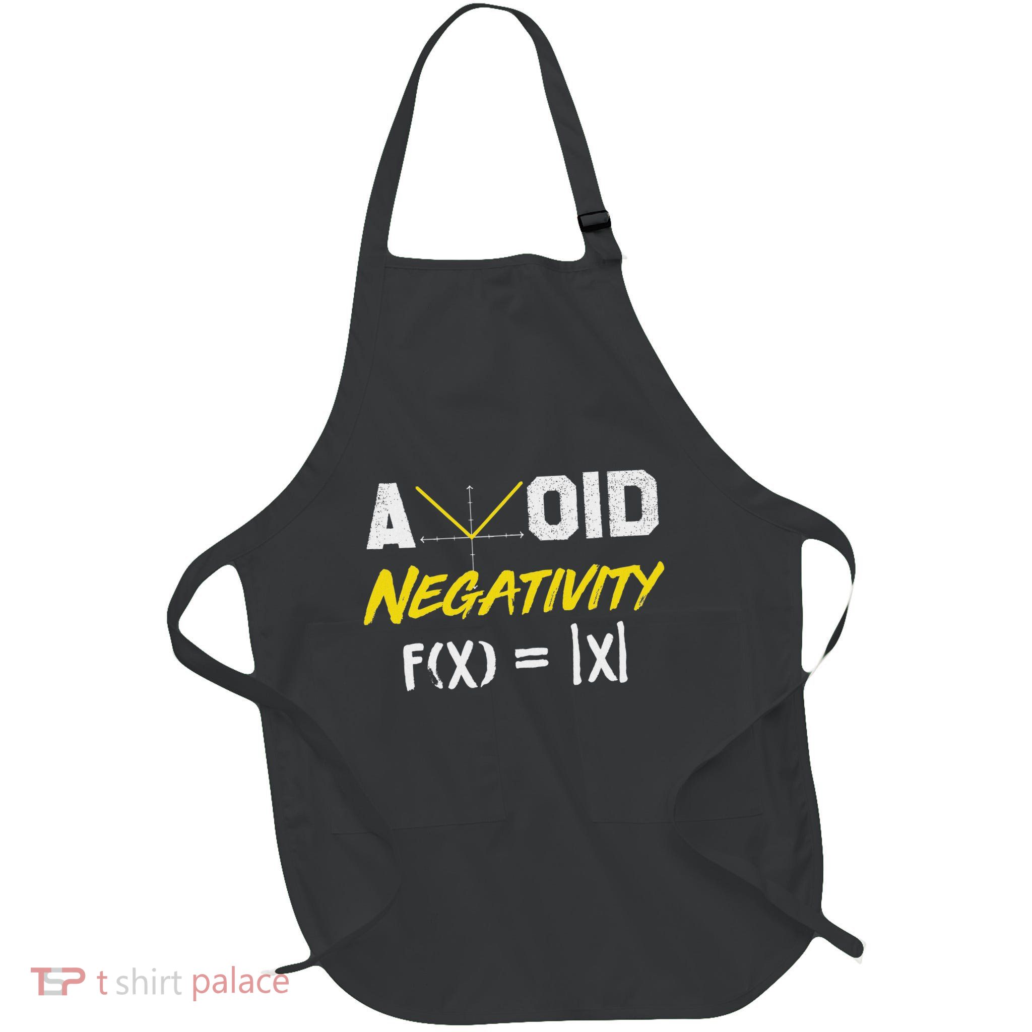 Avoid Negativity Funny Math Pun Equation Full-Length Apron With Pockets