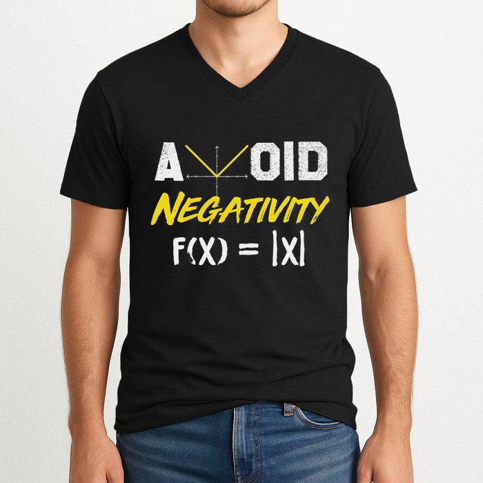 Avoid Negativity Funny Math Pun Equation V-Neck T-Shirt