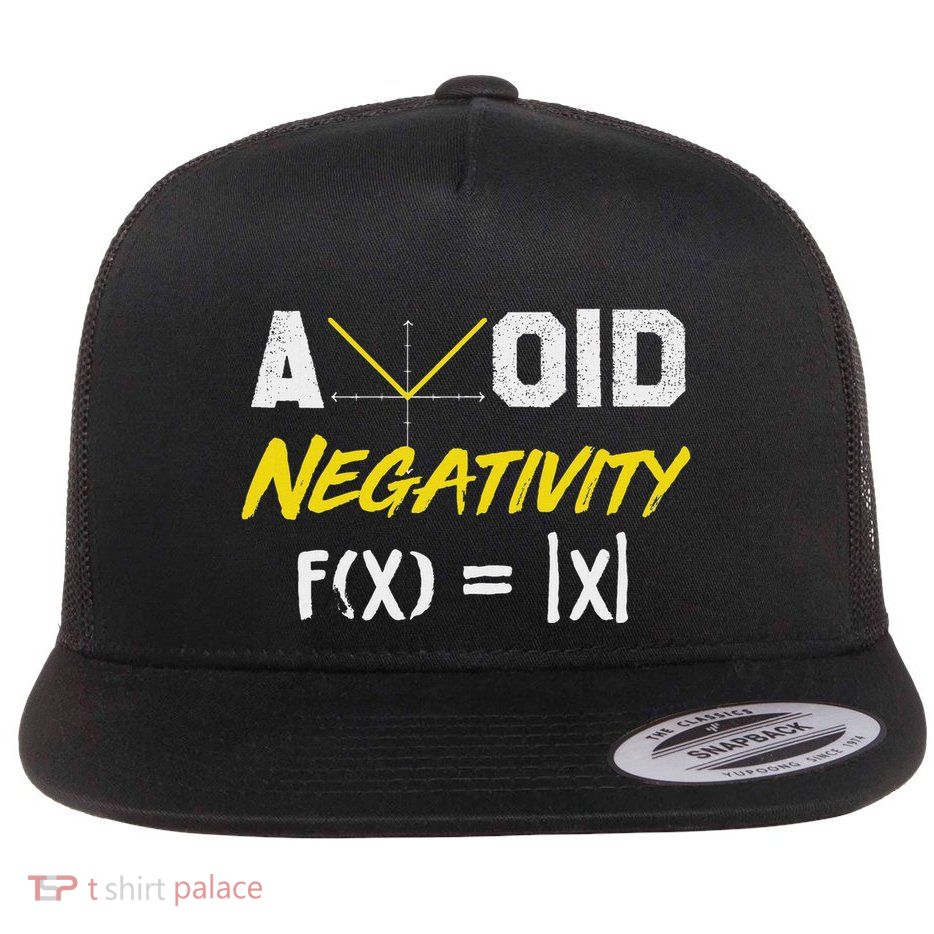 Avoid Negativity Funny Math Pun Equation Flat Bill Trucker Hat