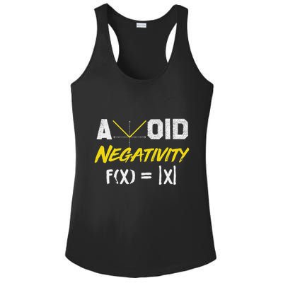 Avoid Negativity Funny Math Pun Equation Ladies PosiCharge Competitor Racerback Tank