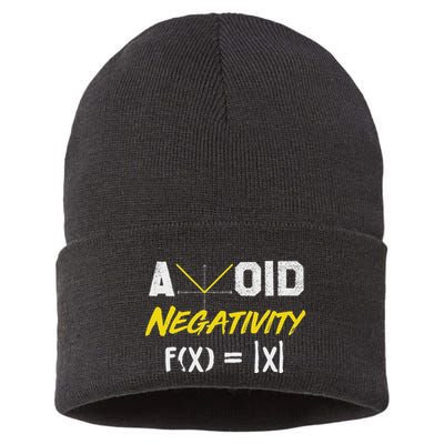 Avoid Negativity Funny Math Pun Equation Sustainable Knit Beanie
