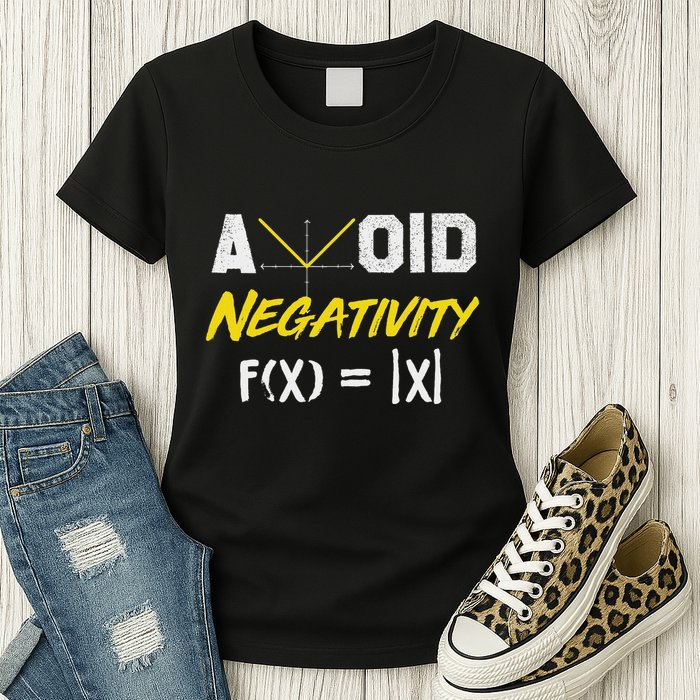 Avoid Negativity Funny Math Pun Equation Womens T-Shirt