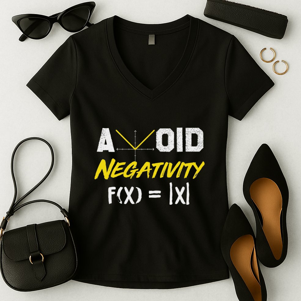 Avoid Negativity Funny Math Pun Equation Women's V-Neck T-Shirt