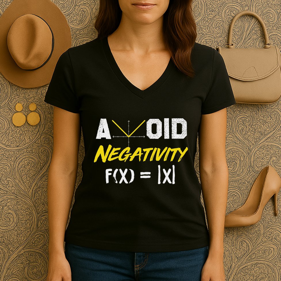 Avoid Negativity Funny Math Pun Equation Women's V-Neck T-Shirt