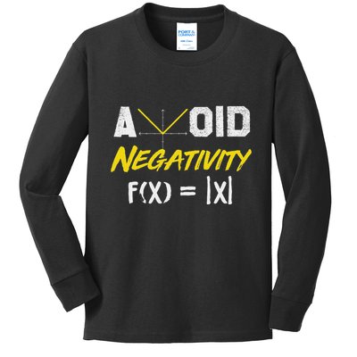 Avoid Negativity Funny Math Pun Equation Kids Long Sleeve Shirt