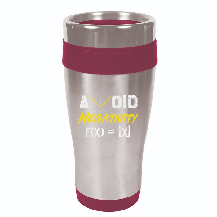 Avoid Negativity Funny Math Pun Equation 16oz Travel Tumbler