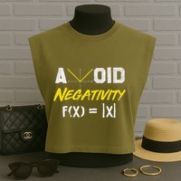 Avoid Negativity Funny Math Pun Equation Garment-Dyed Women's Muscle Tee