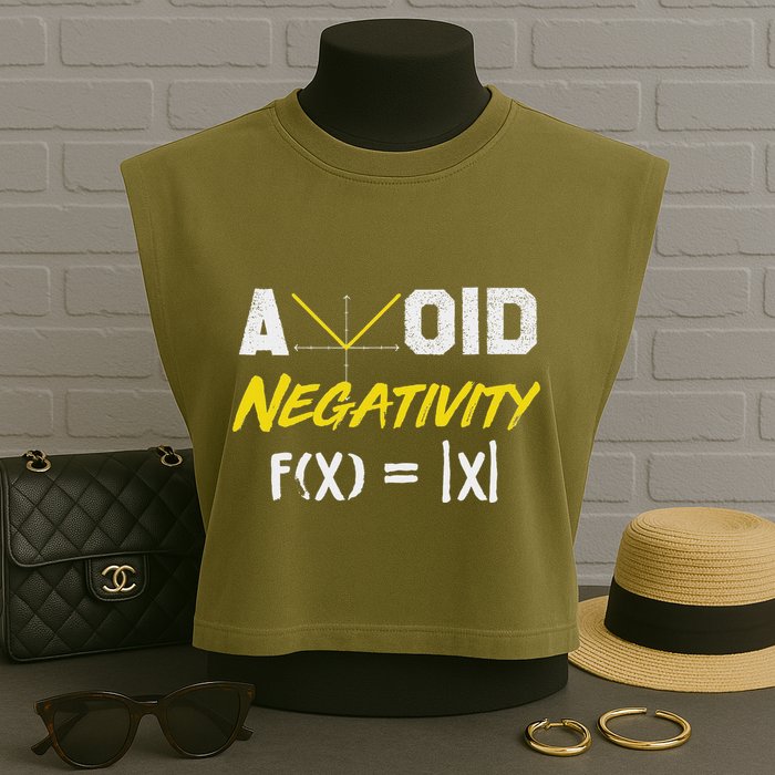 Avoid Negativity Funny Math Pun Equation Garment-Dyed Women's Muscle Tee