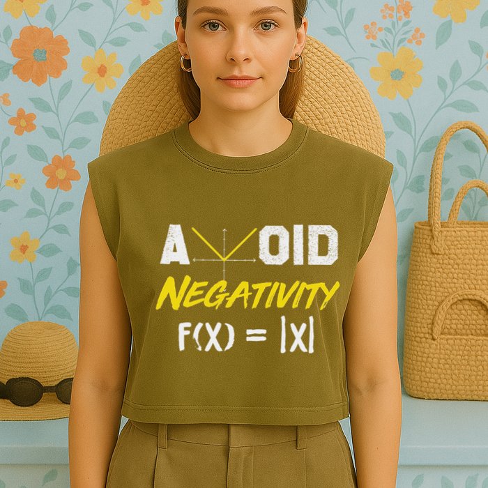 Avoid Negativity Funny Math Pun Equation Garment-Dyed Women's Muscle Tee