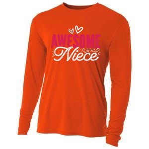 Awesome Niece Funny Auntie Aunt Graphic Gift Cooling Performance Long Sleeve Crew